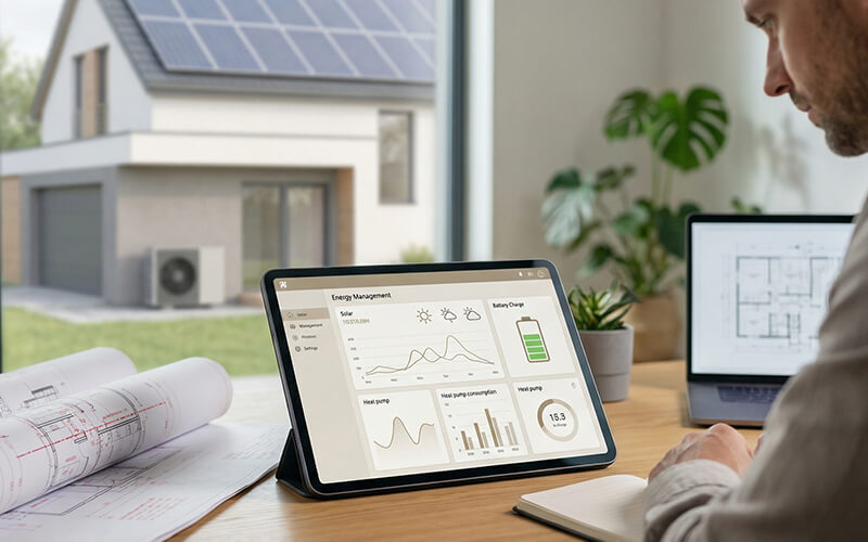 Technische Planung einer Wärmepumpe mit Photovoltaik und Energiemanagement