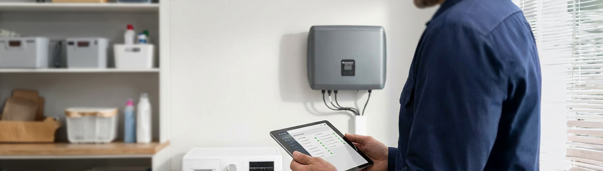 Servicetechniker mir Tablet